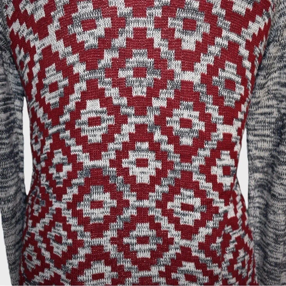 Eyeshadow Aztec Print Fringe Open Front Drape‎ Cardigan